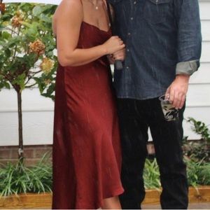 Satin burgundy slip dress